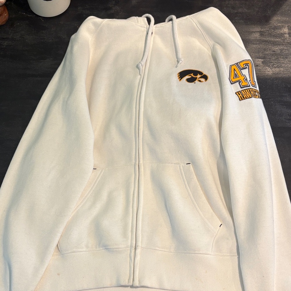 Champion White Hoodie with Blue and Red Logo